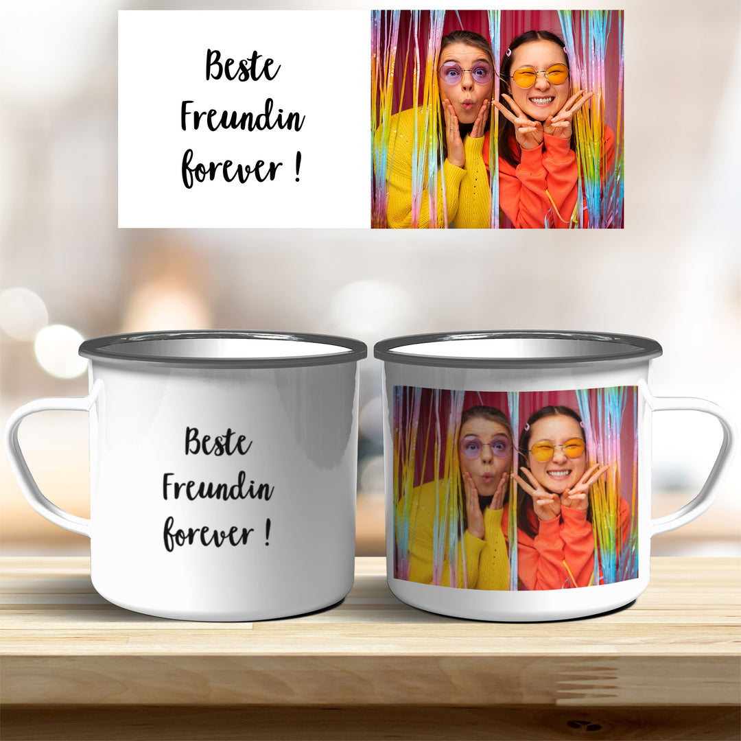 Tasse Beste Freundin forever personalisierbar mit Text und Foto in verschiedenen trendigen Farben