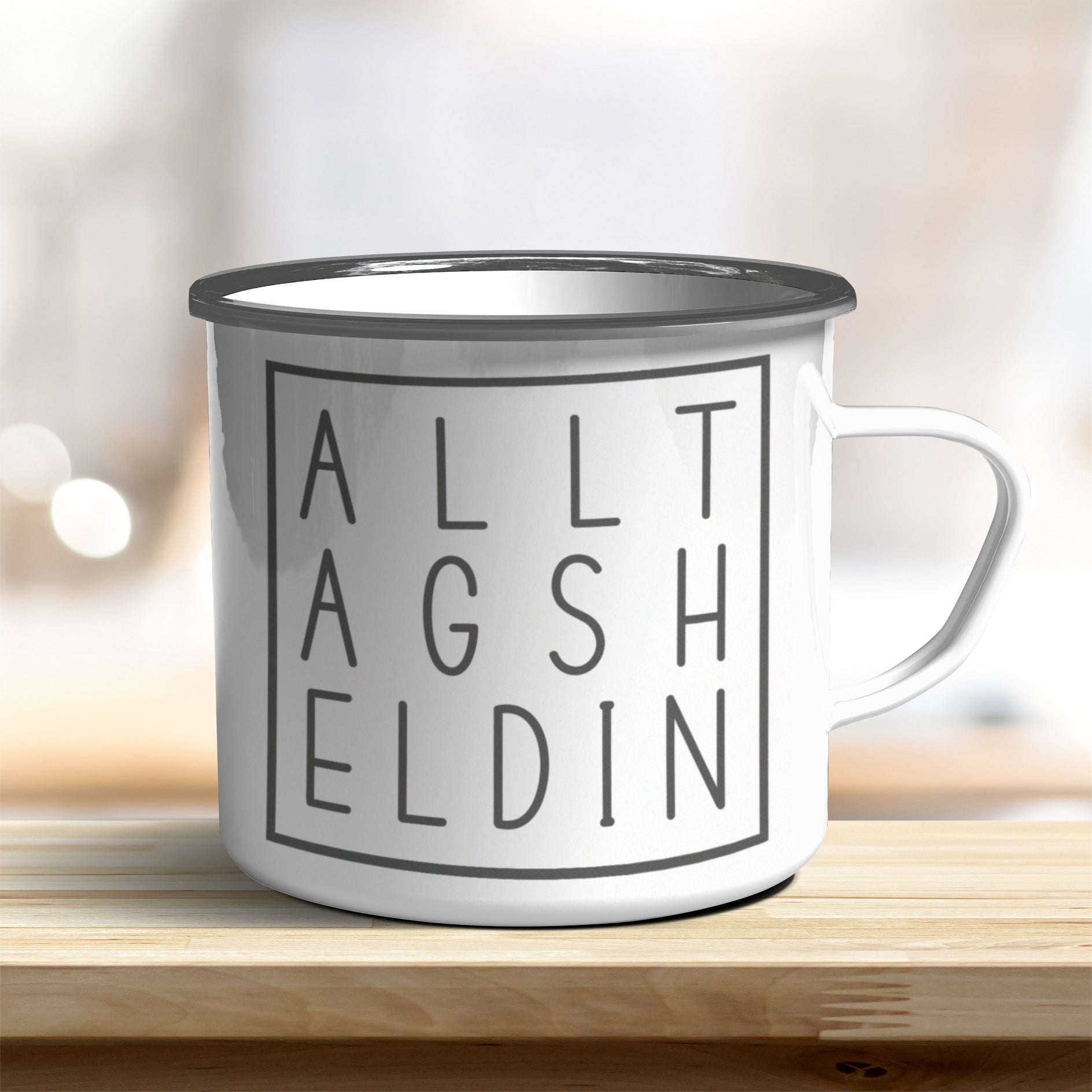 emaille becher alltagsheldin verschiedene größen weiß Rand edelstahl 450ml