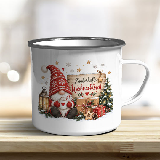 Zauberhafte Weihnachtszeit Wichtel Emaille Becher