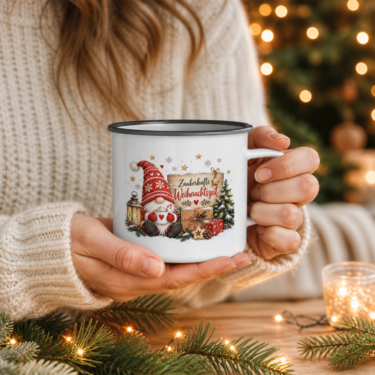 Zauberhafte Weihnachtszeit Wichtel Emaille Becher