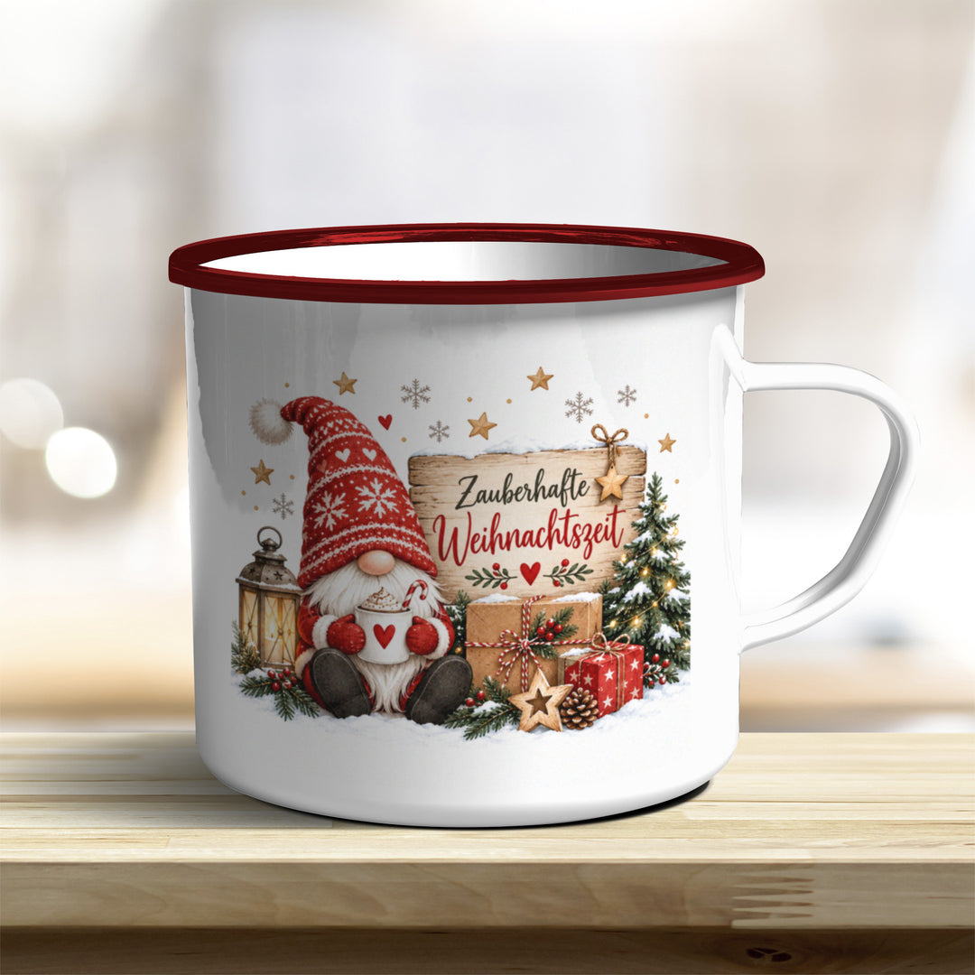Zauberhafte Weihnachtszeit Wichtel Emaille Becher