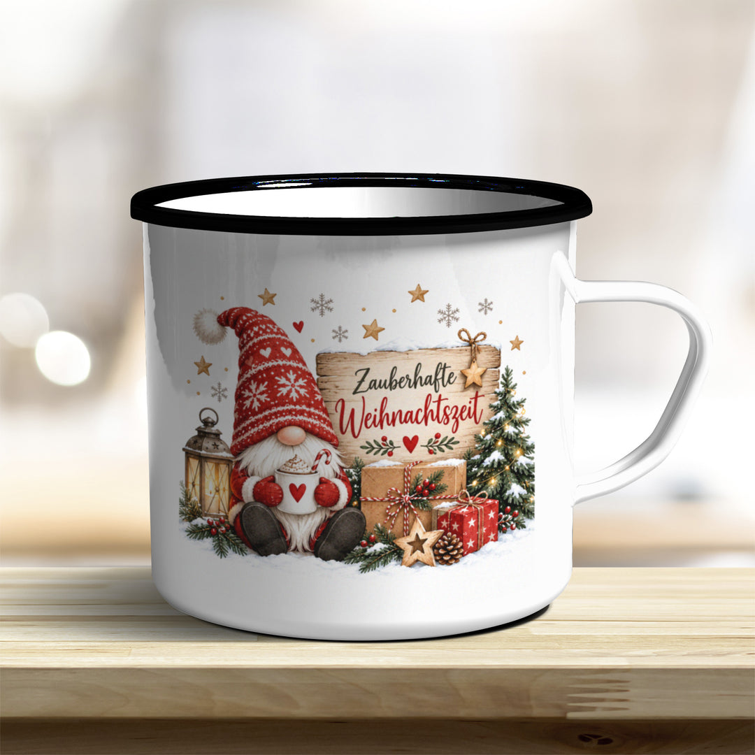 Zauberhafte Weihnachtszeit Wichtel Emaille Becher