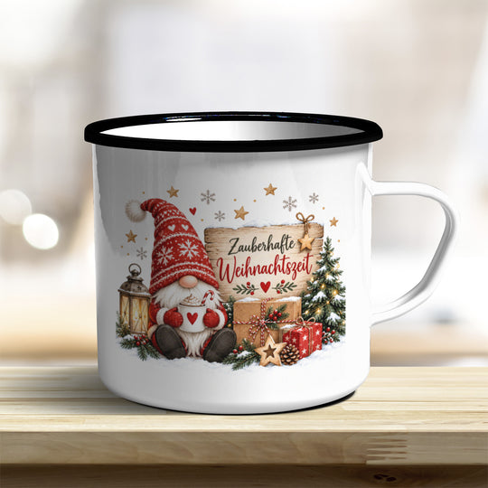 Zauberhafte Weihnachtszeit Wichtel Emaille Becher
