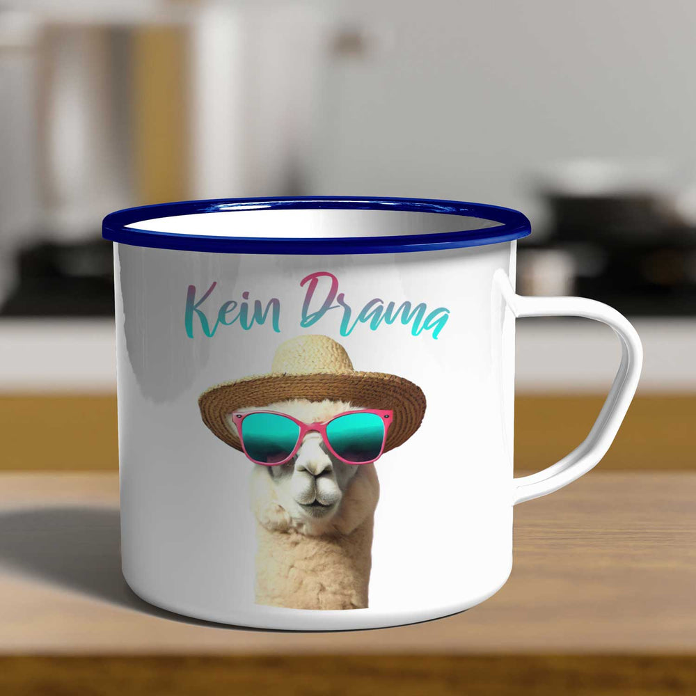 Emailletasse Emaillebecher kein Drama Lama - all - yours24