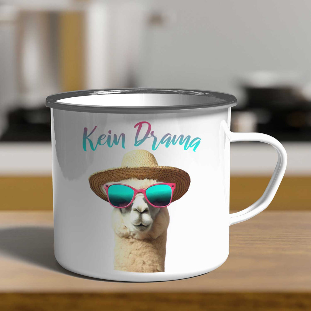 Emailletasse Emaillebecher kein Drama Lama - all - yours24
