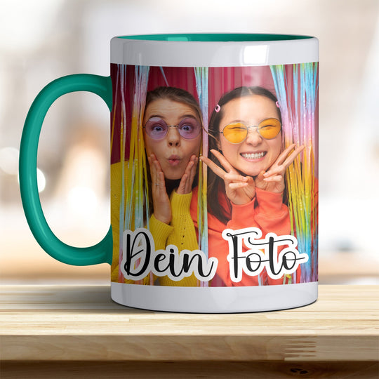 Fototasse personalisierbar mit Text oder Foto in verschiedenen trendigen Farben - all - yours24
