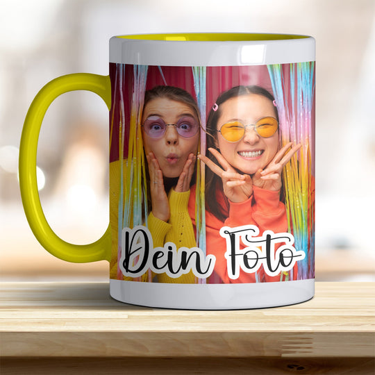 Fototasse personalisierbar mit Text oder Foto in verschiedenen trendigen Farben - all - yours24