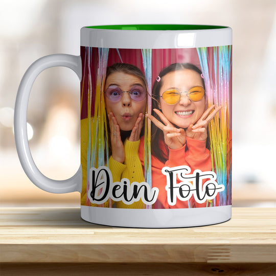 Fototasse personalisierbar mit Text oder Foto in verschiedenen trendigen Farben - all - yours24
