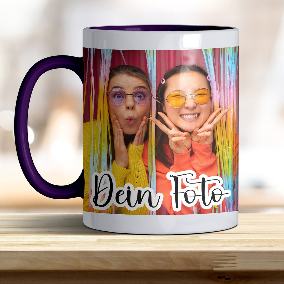 Fototasse personalisierbar mit Text oder Foto in verschiedenen trendigen Farben - all - yours24