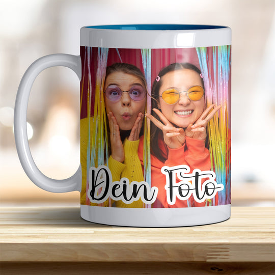 Fototasse personalisierbar mit Text oder Foto in verschiedenen trendigen Farben - all - yours24