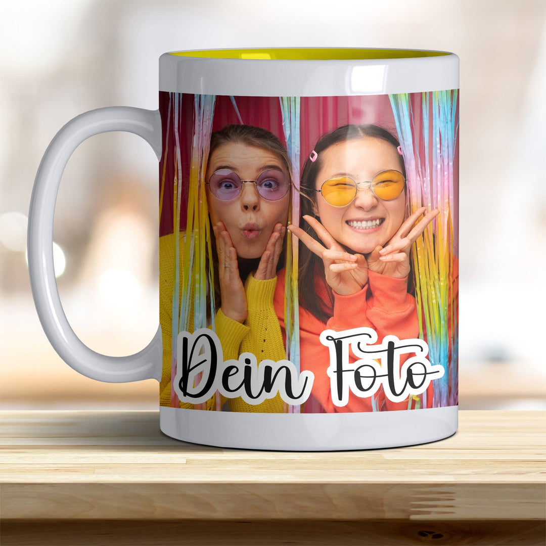 Fototasse personalisierbar mit Text oder Foto in verschiedenen trendigen Farben - all - yours24