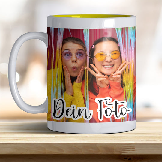 Fototasse personalisierbar mit Text oder Foto in verschiedenen trendigen Farben - all - yours24