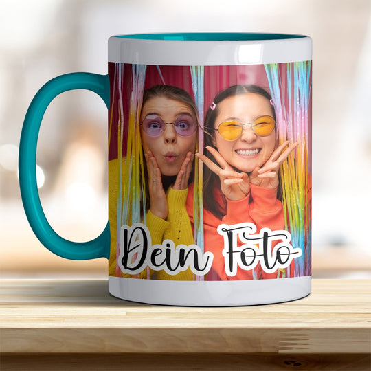 Fototasse personalisierbar mit Text oder Foto in verschiedenen trendigen Farben - all - yours24