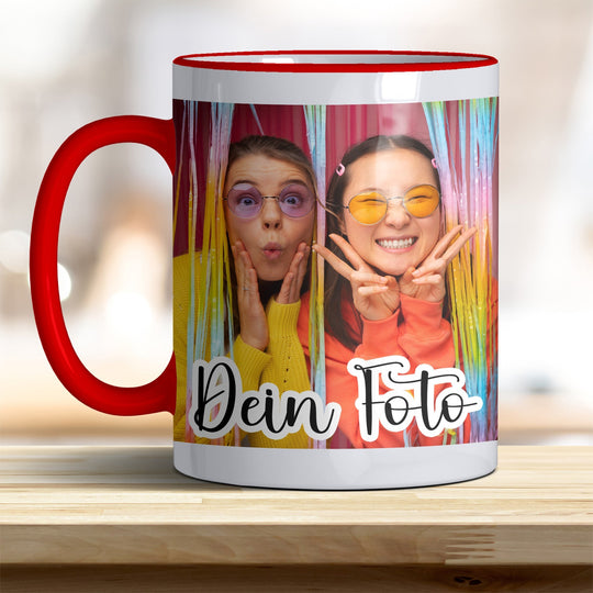 Fototasse personalisierbar mit Text oder Foto in verschiedenen trendigen Farben - all - yours24