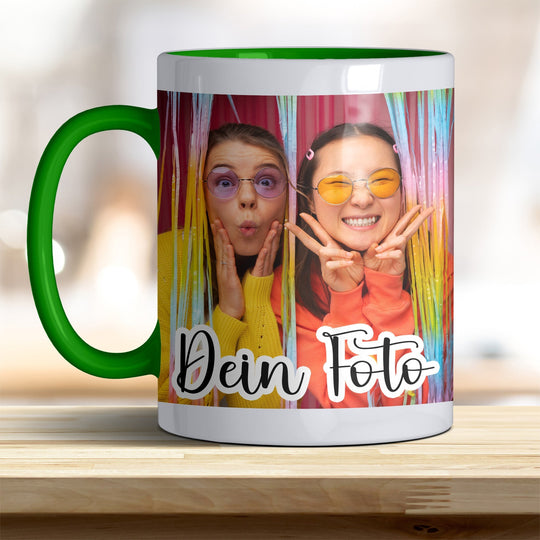 Fototasse personalisierbar mit Text oder Foto in verschiedenen trendigen Farben - all - yours24