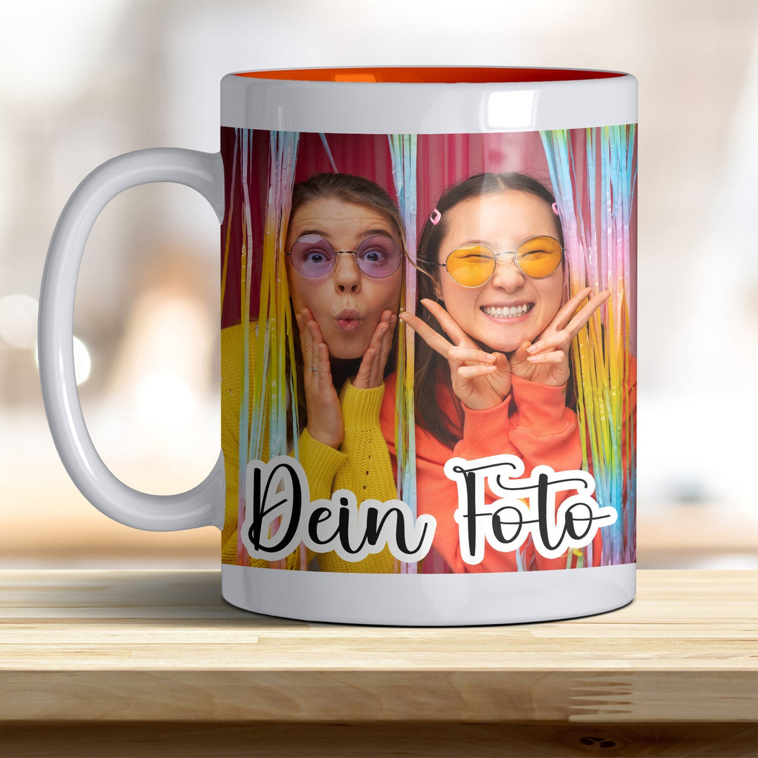 Fototasse personalisierbar mit Text oder Foto in verschiedenen trendigen Farben - all - yours24