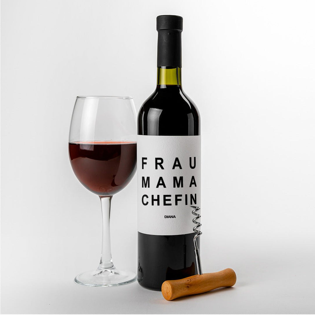 Frau Mama Chefin Weinetikett Weinlabel Liebe Mutter personalisiert - all - yours24