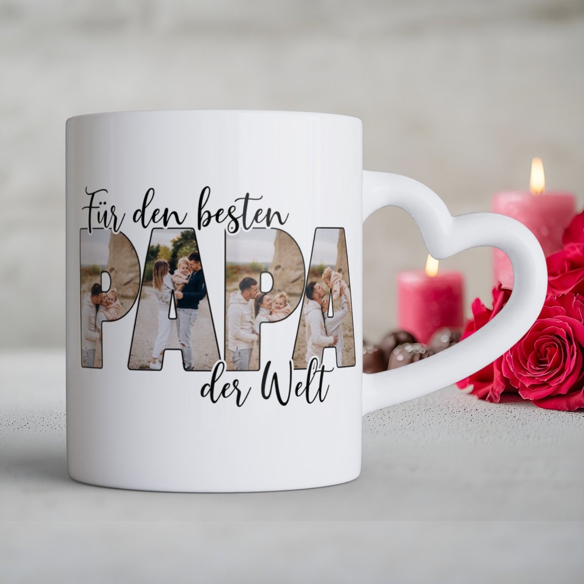 Für den Besten Papa der Welt Herzhenkel Tasse mit Foto Keramik - all - yours24