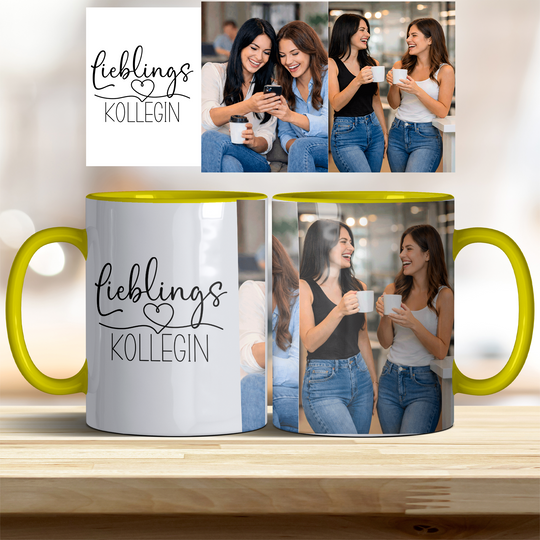 Tasse Lieblingskollegin personalisierbar mit Foto in verschiedenen trendigen Farben