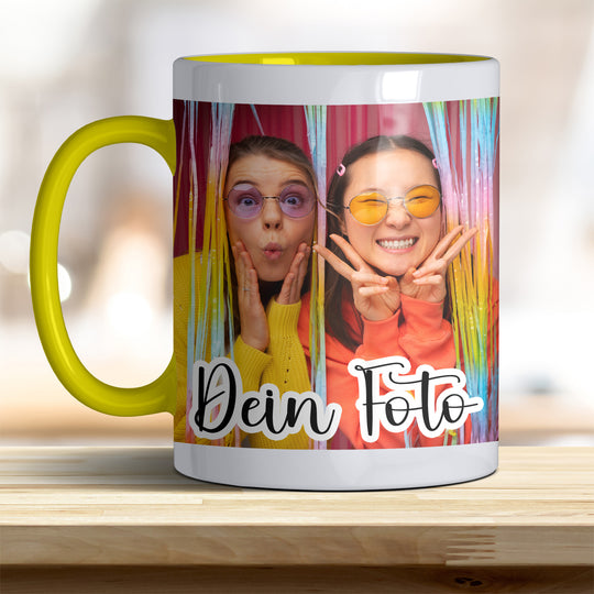 Fototasse personalisierbar mit Text oder Foto in verschiedenen trendigen Farben