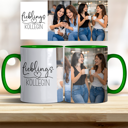 Tasse Lieblingskollegin personalisierbar mit Foto in verschiedenen trendigen Farben