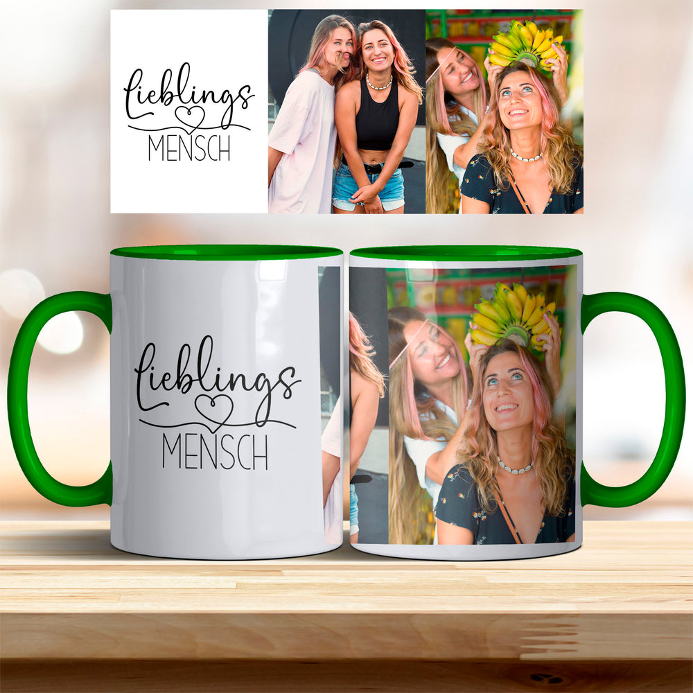 Tasse Lieblingsmensch personalisierbar mit Foto in verschiedenen trendigen Farben