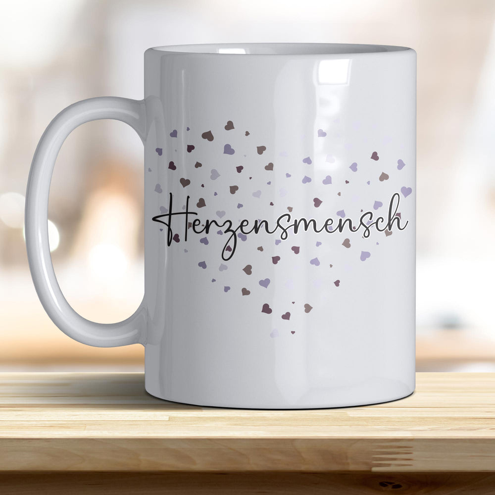 Herzensmensch lila Herz boho Kaffeebecher mit einzigartigem Herz - Design – Ideal für Geschenk & Alltag - all - yours24