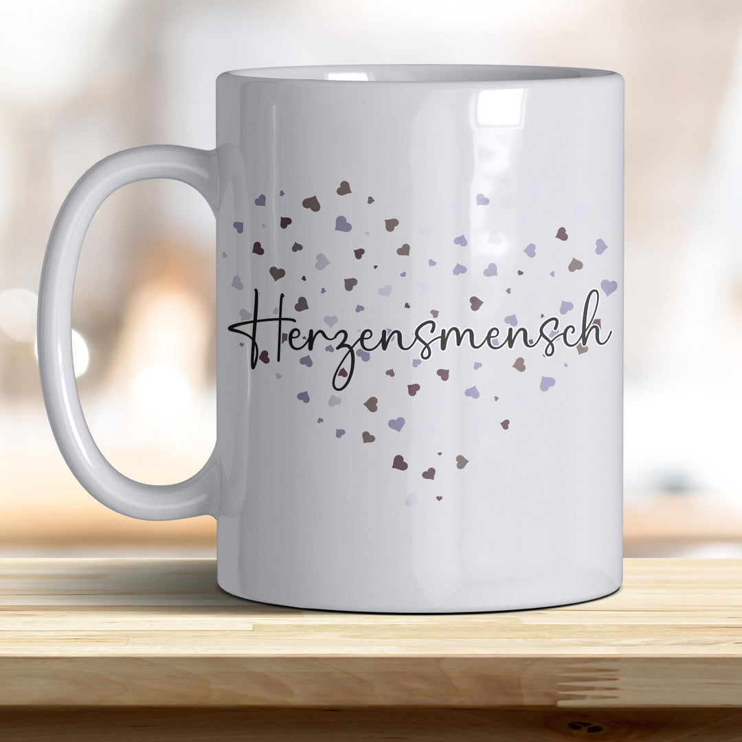 Herzensmensch lila Herz boho Kaffeebecher mit einzigartigem Herz - Design – Ideal für Geschenk & Alltag - all - yours24