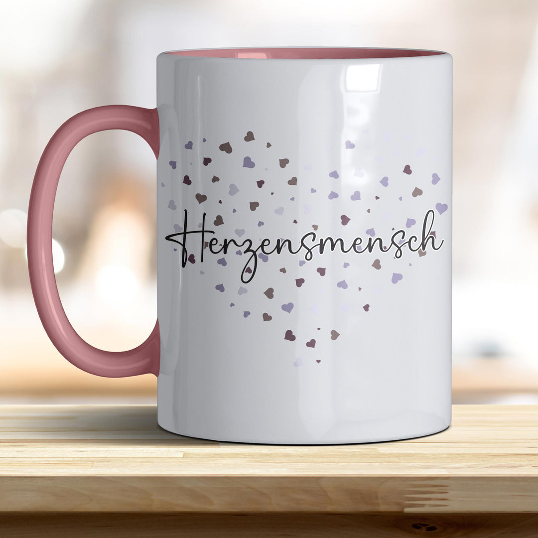 Herzensmensch lila Herz boho Kaffeebecher mit einzigartigem Herz - Design – Ideal für Geschenk & Alltag - all - yours24