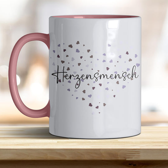 Herzensmensch lila Herz boho Kaffeebecher mit einzigartigem Herz - Design – Ideal für Geschenk & Alltag - all - yours24