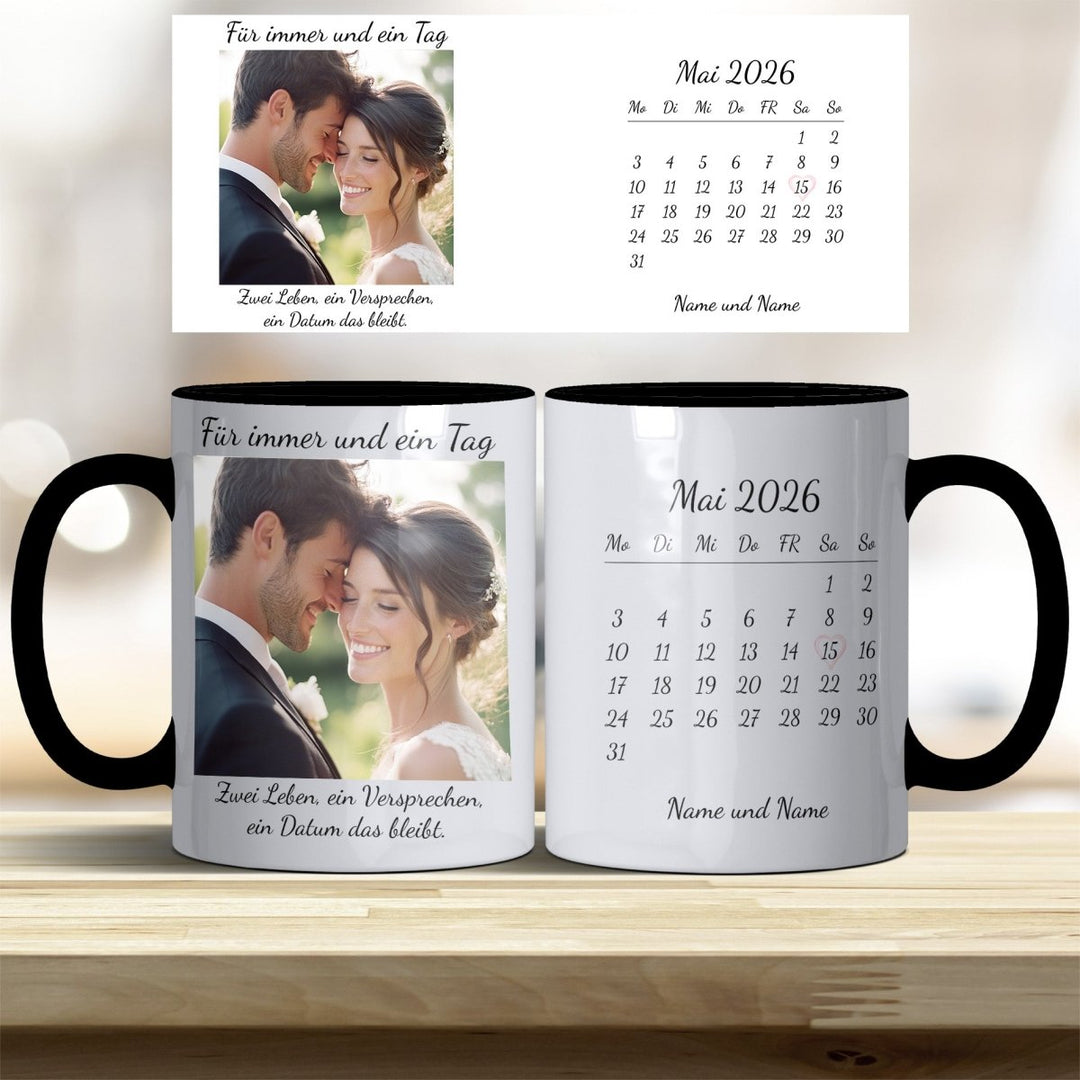 Hochzeitsgeschenk Tasse personalisiert – Foto & Kalender Datum - all - yours24