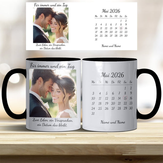 Hochzeitsgeschenk Tasse personalisiert – Foto & Kalender Datum - all - yours24