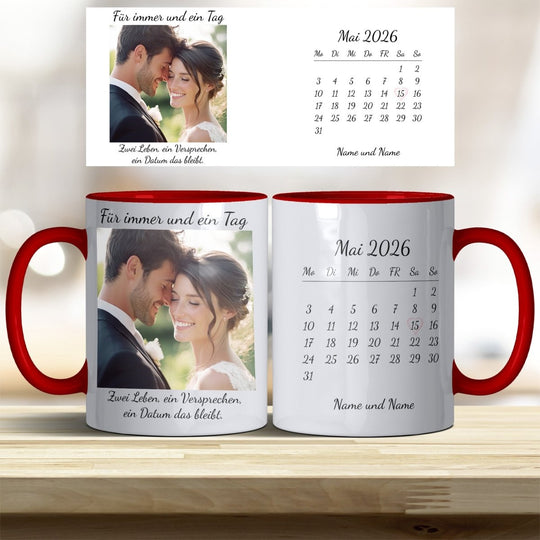 Hochzeitsgeschenk Tasse personalisiert – Foto & Kalender Datum - all - yours24