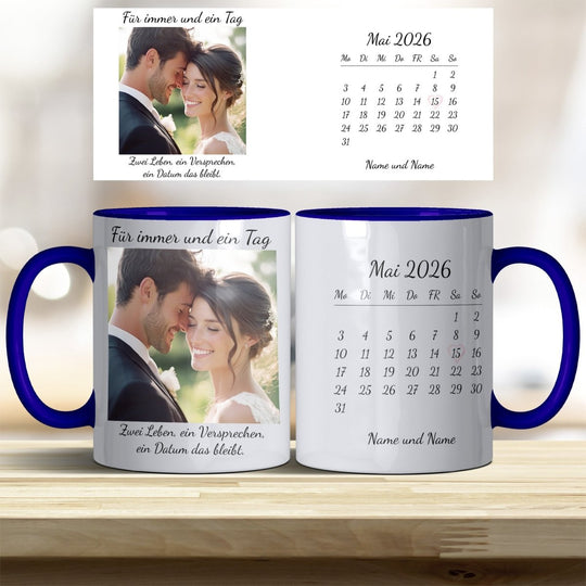 Hochzeitsgeschenk Tasse personalisiert – Foto & Kalender Datum - all - yours24