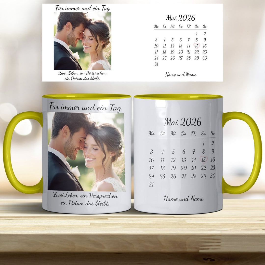 Hochzeitsgeschenk Tasse personalisiert – Foto & Kalender Datum - all - yours24