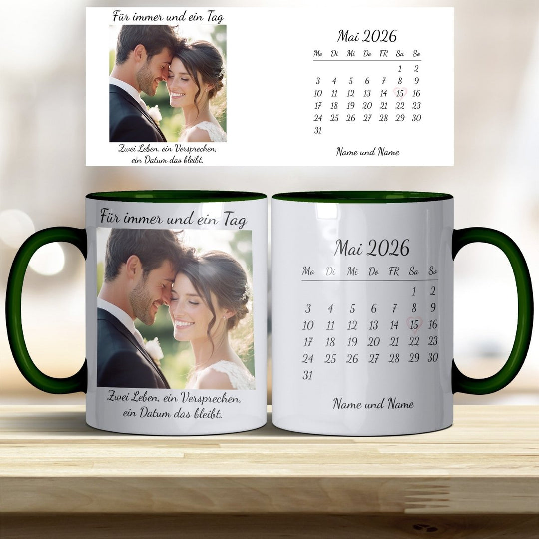 Hochzeitsgeschenk Tasse personalisiert – Foto & Kalender Datum - all - yours24