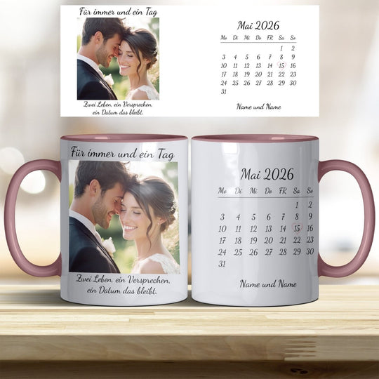 Hochzeitsgeschenk Tasse personalisiert – Foto & Kalender Datum - all - yours24
