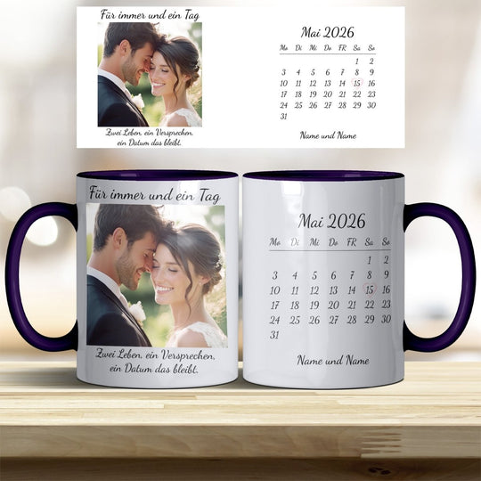 Hochzeitsgeschenk Tasse personalisiert – Foto & Kalender Datum - all - yours24