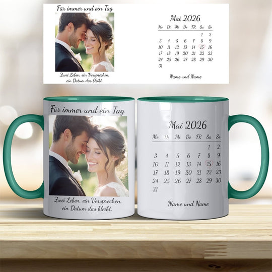 Hochzeitsgeschenk Tasse personalisiert – Foto & Kalender Datum - all - yours24