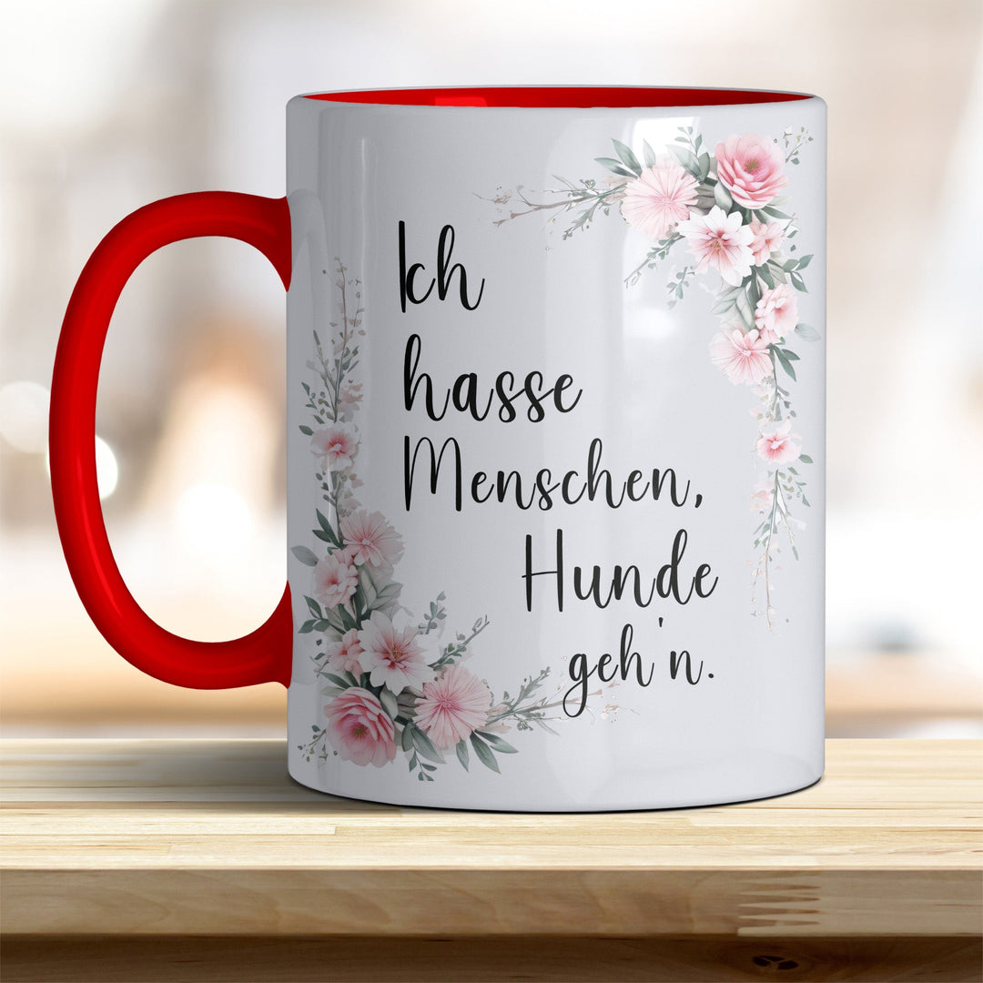 Ich hasse Menschen, Hunde geh'n: Keramik - Kaffeebecher – Humorvoll & Hochwertig - all - yours24