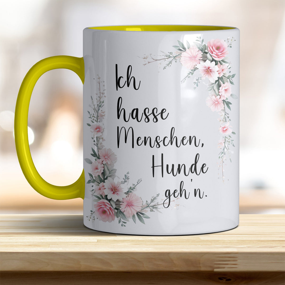 Ich hasse Menschen, Hunde geh'n: Keramik - Kaffeebecher – Humorvoll & Hochwertig - all - yours24