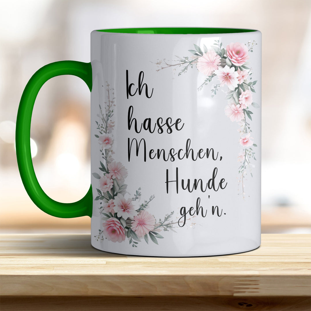Ich hasse Menschen, Hunde geh'n: Keramik - Kaffeebecher – Humorvoll & Hochwertig - all - yours24