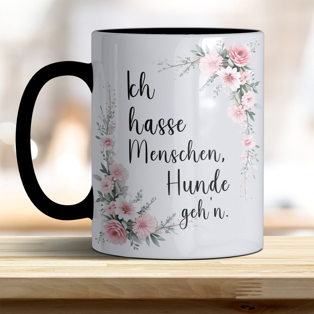 Ich hasse Menschen, Hunde geh'n: Keramik - Kaffeebecher – Humorvoll & Hochwertig - all - yours24