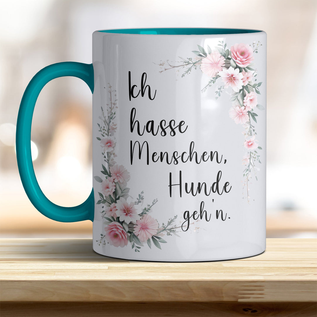Ich hasse Menschen, Hunde geh'n: Keramik - Kaffeebecher – Humorvoll & Hochwertig - all - yours24