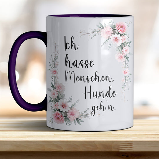 Ich hasse Menschen, Hunde geh'n: Keramik - Kaffeebecher – Humorvoll & Hochwertig - all - yours24