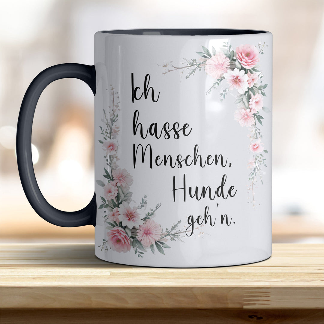 Ich hasse Menschen, Hunde geh'n: Keramik - Kaffeebecher – Humorvoll & Hochwertig - all - yours24