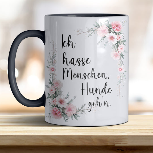Ich hasse Menschen, Hunde geh'n: Keramik - Kaffeebecher – Humorvoll & Hochwertig - all - yours24