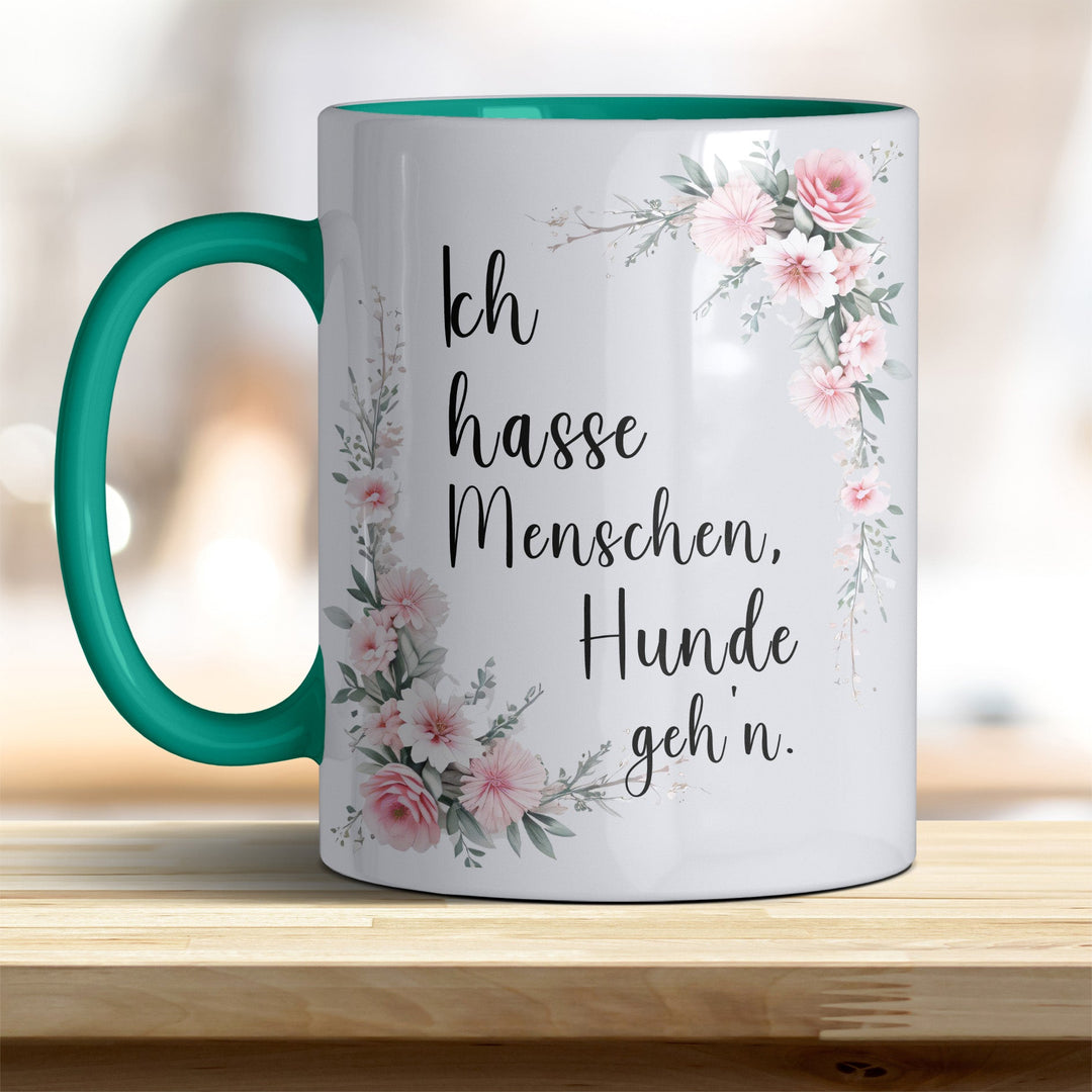 Ich hasse Menschen, Hunde geh'n: Keramik - Kaffeebecher – Humorvoll & Hochwertig - all - yours24