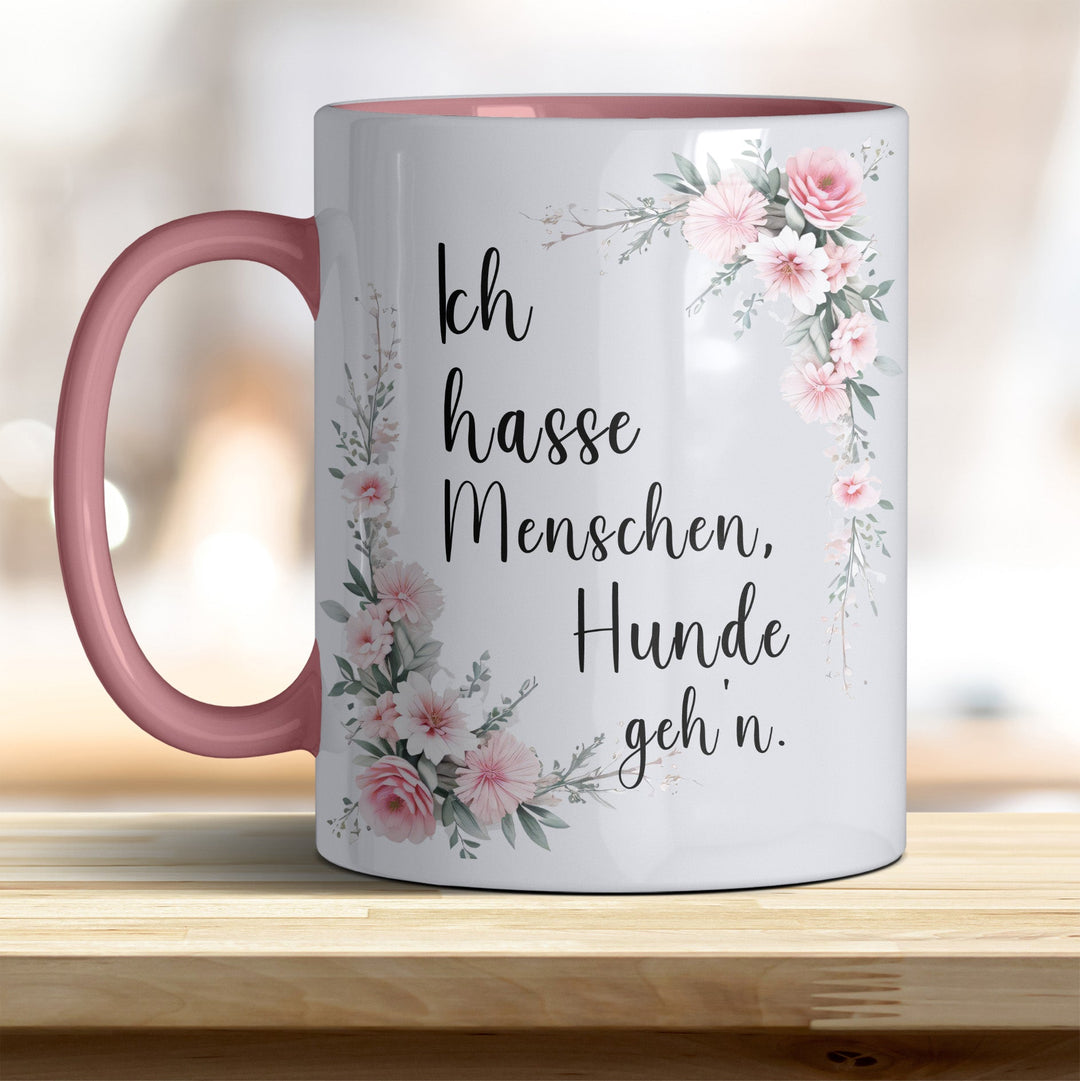 Ich hasse Menschen, Hunde geh'n: Keramik - Kaffeebecher – Humorvoll & Hochwertig - all - yours24