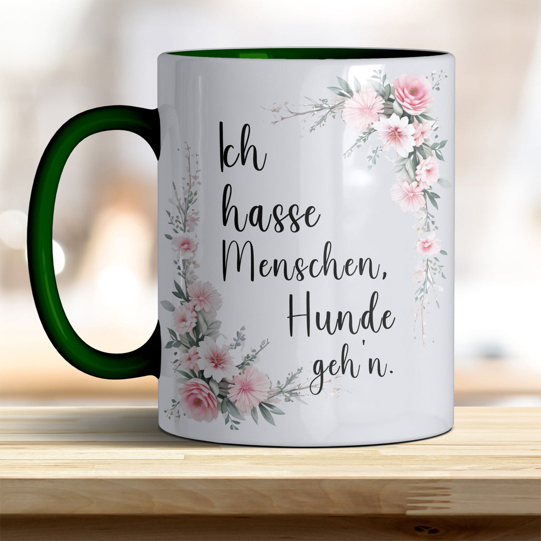 Ich hasse Menschen, Hunde geh'n: Keramik - Kaffeebecher – Humorvoll & Hochwertig - all - yours24